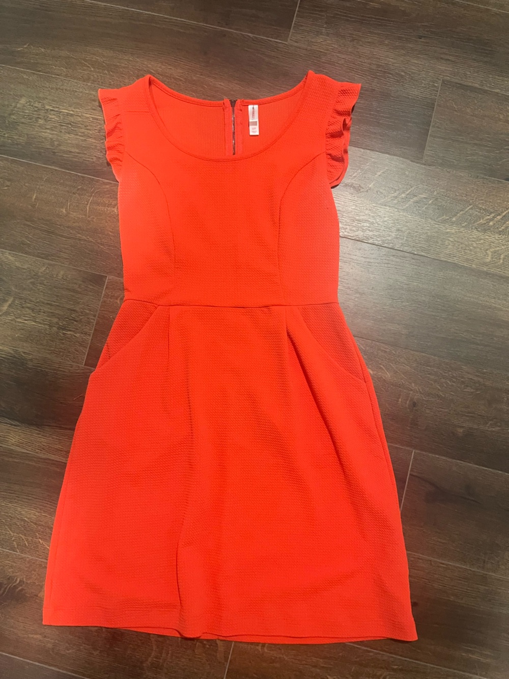 Xhilaration Coral Ruffle-Sleeve Fit & Flare Dress